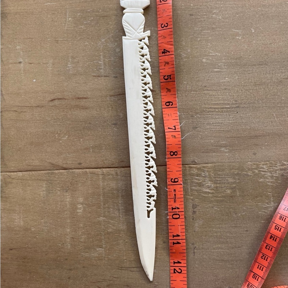Ivory Intricately Carved vintage Decorative letter opener